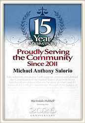 15 Year Anniversary Proudly Serving The Community Since 2011 Michael Anthony Salorio